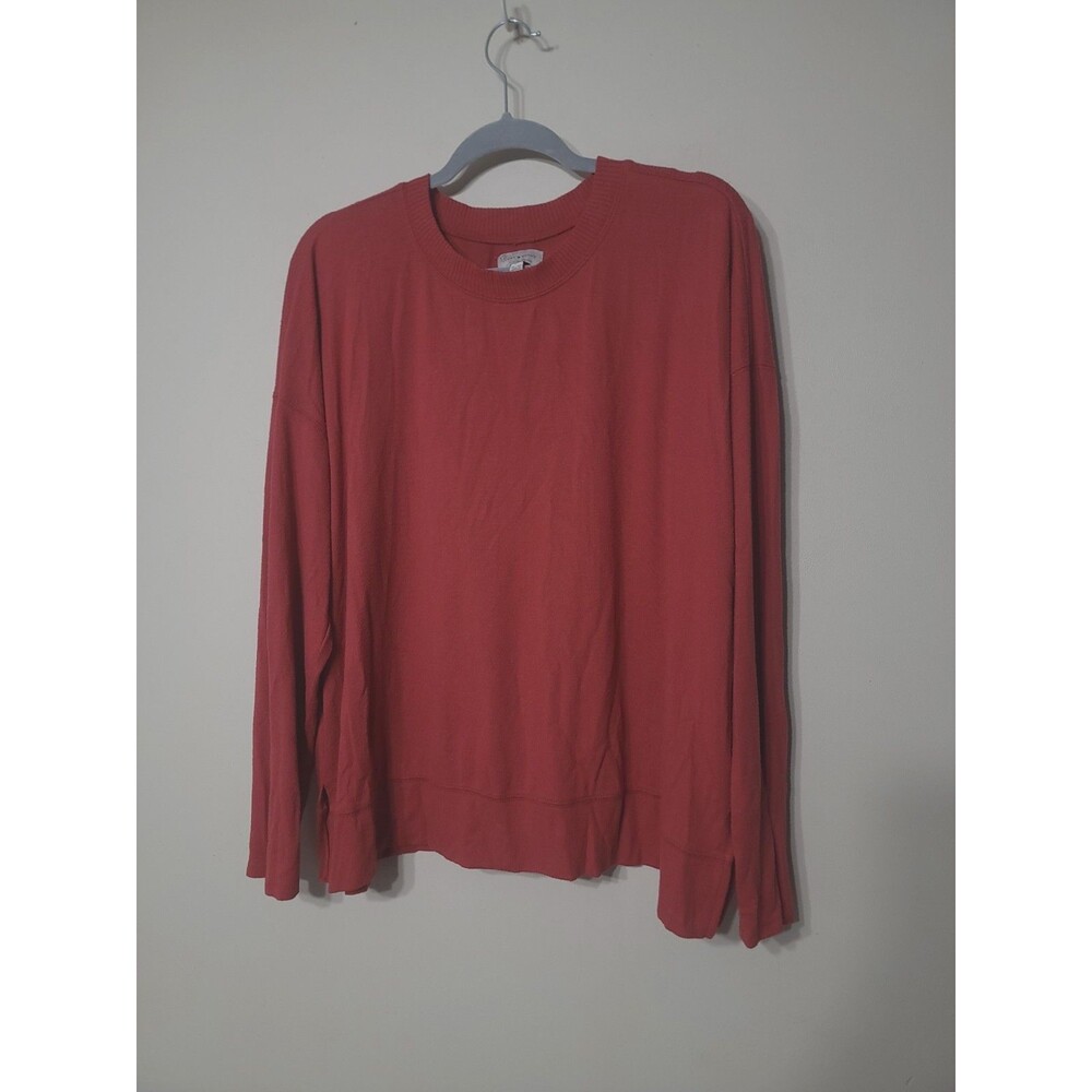 Lucky Brand Sweater Womens XL Red Knit Lightweight Long Sleeve Pullover Top